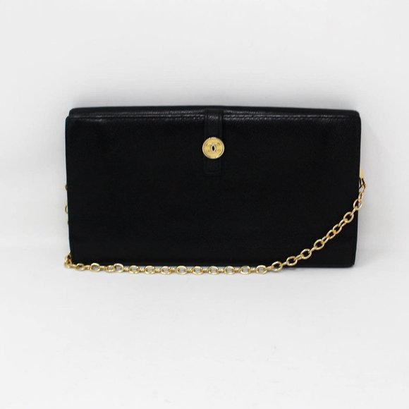 CHANEL #42921 Chain Black Leather Wallet Purse - Picture 1 of 9